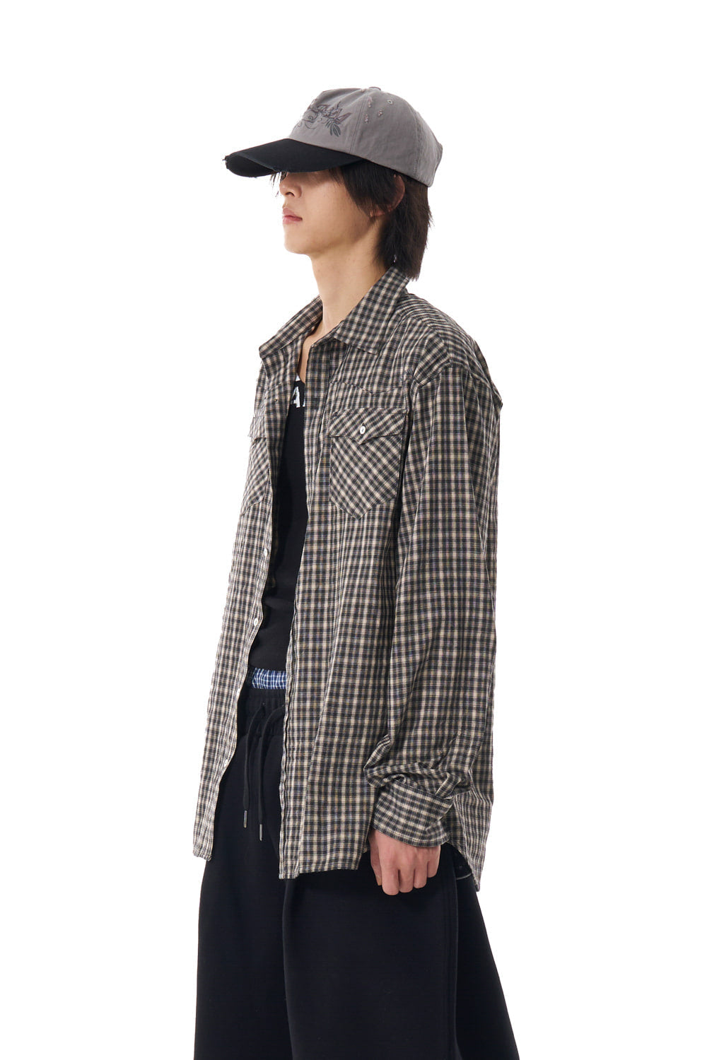 Western Vintage Check Shirts (Black)