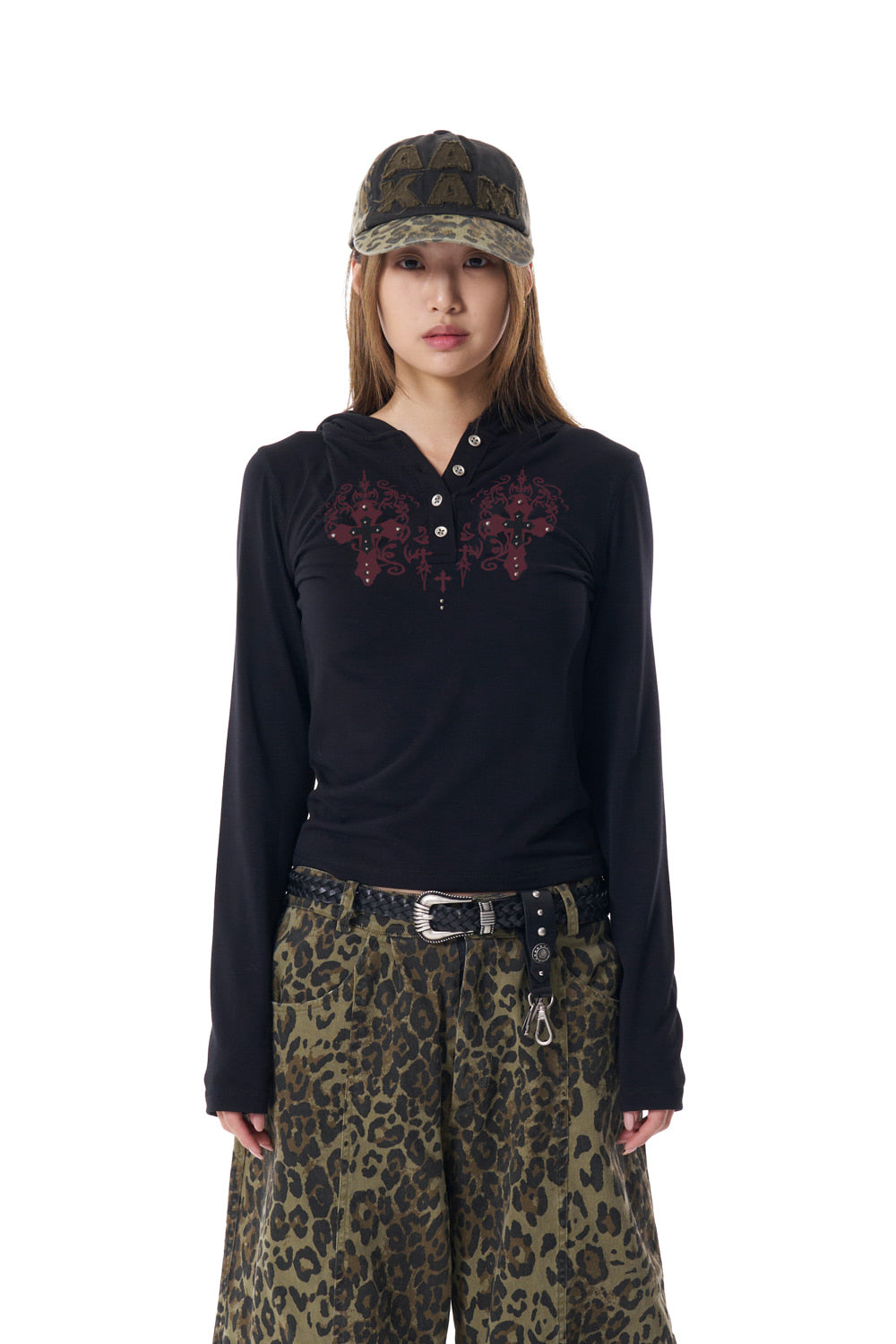 Studded CROS2 Hooded Long Sleeve (Black)